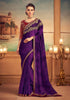 Purple & Maroon Designer Embroidered Silk Party Wear Saree-Saira's Boutique