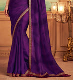 Purple & Maroon Designer Embroidered Silk Party Wear Saree-Saira's Boutique