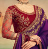 Purple & Maroon Designer Embroidered Silk Party Wear Saree-Saira's Boutique