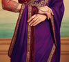 Purple & Maroon Designer Embroidered Silk Party Wear Saree-Saira's Boutique