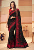 Red & Black Designer Embroidered Silk Wedding Saree-Saira's Boutique