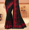 Red & Black Designer Embroidered Silk Wedding Saree-Saira's Boutique