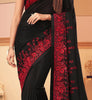 Red & Black Designer Embroidered Silk Wedding Saree-Saira's Boutique