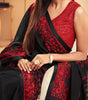 Red & Black Designer Embroidered Silk Wedding Saree-Saira's Boutique