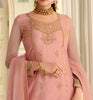 Rose Pink Designer Embroidered Net Kurti Style Lehenga-Saira's Boutique