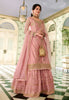 Rose Pink Designer Embroidered Net Kurti Style Lehenga-Saira's Boutique