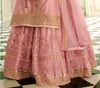 Rose Pink Designer Embroidered Net Kurti Style Lehenga-Saira's Boutique