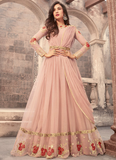 Rose Pink Designer Embroidered Net Anarkali Suit-Saira's Boutique