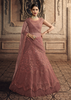 Rose Pink Designer Heavy Embroidered Net Wedding Lehenga-Saira's Boutique