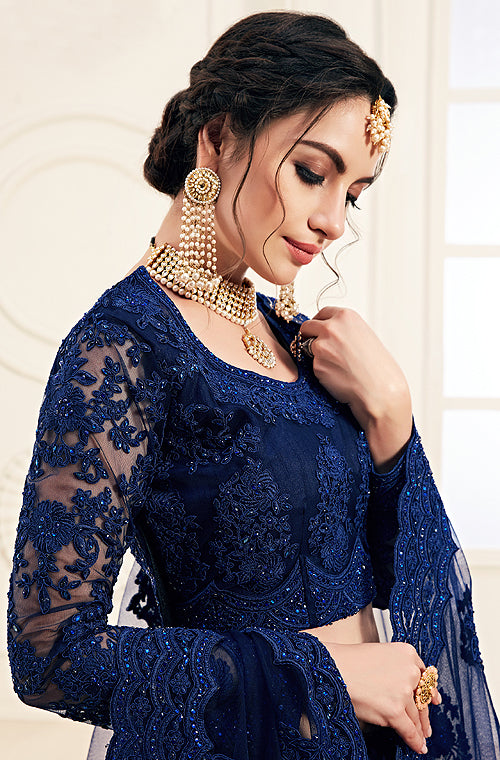 Earrings Jewelry For Navy Blue Dress Lehenga Jewellery For Blue