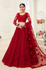 Ruby Red Designer Heavy Embroidered Bridal Lehenga-Saira's Boutique