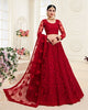 Ruby Red Designer Heavy Embroidered Bridal Lehenga-Saira's Boutique