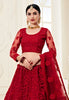 Ruby Red Designer Heavy Embroidered Bridal Lehenga-Saira's Boutique