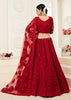 Ruby Red Designer Heavy Embroidered Bridal Lehenga-Saira's Boutique