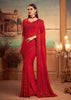 Rust Red Designer Embroidered Silk Party Wear Saree-Saira's Boutique