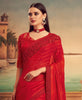 Rust Red Designer Embroidered Silk Party Wear Saree-Saira's Boutique