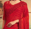 Rust Red Designer Embroidered Silk Party Wear Saree-Saira's Boutique