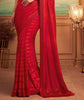 Rust Red Designer Embroidered Silk Party Wear Saree-Saira's Boutique