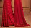 Rust Red Designer Embroidered Silk Party Wear Saree-Saira's Boutique