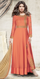 Rust Orange & Beige Designer Embroidered Georgette Anarkali Suit-Saira's Boutique