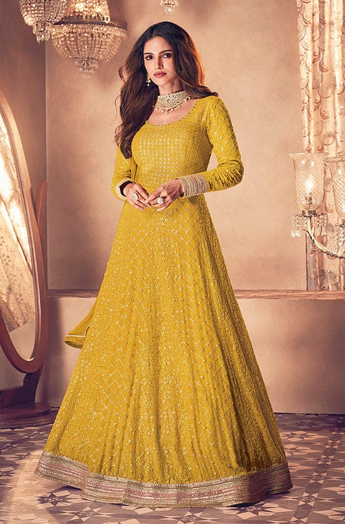 A-line Semi-stitched Women's Yellow And Black Salwar Suit With Dupatta Set,  Machine Wash at Rs 465 in Jaipur
