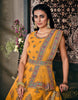 Saffron Yellow Designer Jacquard Silk Party Wear Anarkali Gown-Saira's Boutique