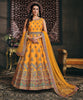 Saffron Yellow Designer Jacquard Silk Party Wear Anarkali Gown-Saira's Boutique