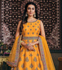 Saffron Yellow Designer Jacquard Silk Party Wear Anarkali Gown-Saira's Boutique