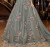 Sage Gray Designer Heavy Embroidered Net Wedding Anarkali Gown-Saira's Boutique