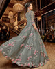 Sage Gray Designer Heavy Embroidered Net Wedding Anarkali Gown-Saira's Boutique