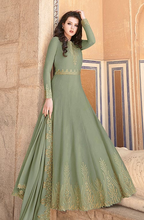 Buy Rama Green Embroidered Silk Suit Pant With Dupatta Online At Zeel  Clothing