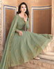 Sage Green Designer Embroidered Party Wear Anarkali Suit-Saira's Boutique