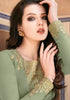 Sage Green Designer Embroidered Party Wear Anarkali Suit-Saira's Boutique