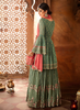 Sage Green & Coral Pink Designer Heavy Embroidered Georgette Sharara Suit-Saira's Boutique