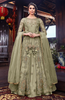 Sage Green Designer Embroidered Satin Bridal Anarkali Gown-Saira's Boutique