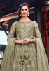 Sage Green Designer Embroidered Satin Bridal Anarkali Gown-Saira's Boutique