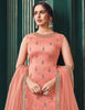 Salmon Pink Designer Embroidered Net Wedding Pant Suit-Saira's Boutique
