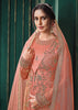 Salmon Pink Designer Embroidered Net Wedding Pant Suit-Saira's Boutique