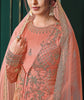 Salmon Pink Designer Embroidered Net Wedding Pant Suit-Saira's Boutique