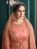 Salmon Pink Designer Embroidered Net Wedding Pant Suit-Saira's Boutique