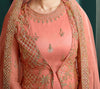 Salmon Pink Designer Embroidered Net Wedding Pant Suit-Saira's Boutique
