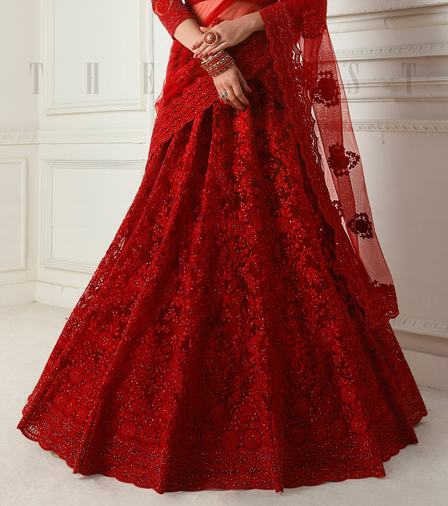 Off-shoulder Plunging Neck Red Engagement Ballgown - Xdressy