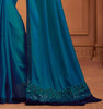 Shaded Blue Designer Embroidered Silk Party Wear Saree-Saira's Boutique