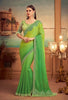 Shaded Green Designer Embroidered Silk Party Wear Saree-Saira's Boutique