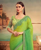 Shaded Green Designer Embroidered Silk Party Wear Saree-Saira's Boutique