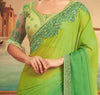 Shaded Green Designer Embroidered Silk Party Wear Saree-Saira's Boutique