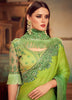 Shaded Green Designer Embroidered Silk Party Wear Saree-Saira's Boutique