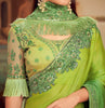 Shaded Green Designer Embroidered Silk Party Wear Saree-Saira's Boutique