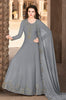 Slate Gray Designer Embroidered Party Wear Anarkali Suit-Saira's Boutique