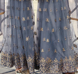 Slate Blue Designer Heavy Embroidered Net Gharara Suit-Saira's Boutique